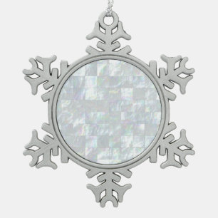 Mother Of Pearl Mosaic Snowflake Pewter Christmas Ornament