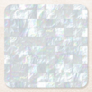 Mother Of Pearl Mosaic Square Paper Coaster