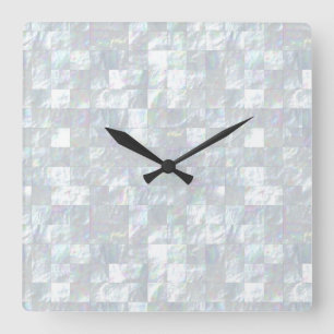 Mother Of Pearl Mosaic Square Wall Clock