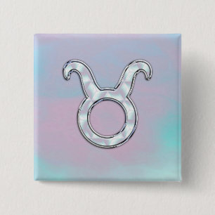 Mother of Pearl Nacre Style Taurus Sign Button