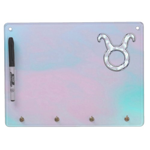 Mother of Pearl Nacre Style Taurus Sign Dry Erase Board With Keychain Holder