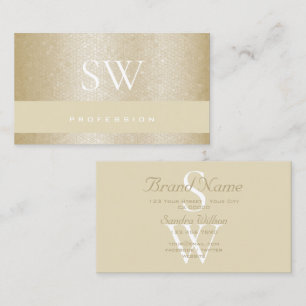 Mother of Pearl Pastel Beige Pattern with Initials Business Card