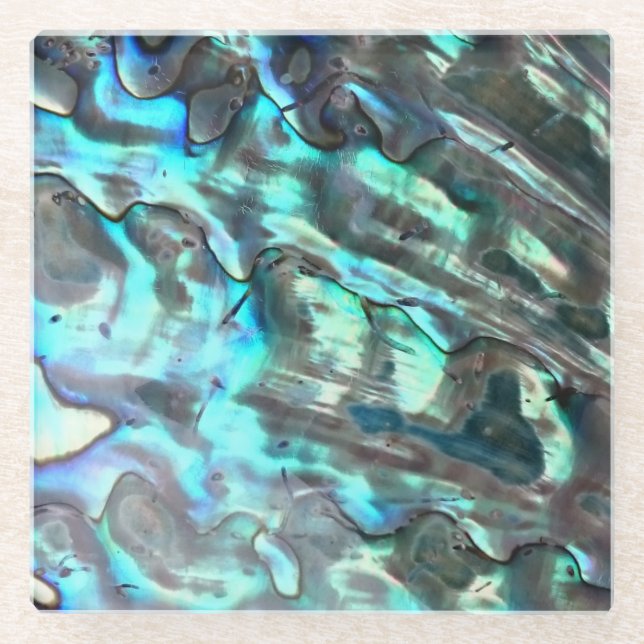 Mother of Pearl Photo Texture Glass Coaster (Front)