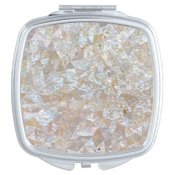 Mother Of Pearl Pink White Triangle Mirror For Makeup by CustomizedCreationz at Zazzle