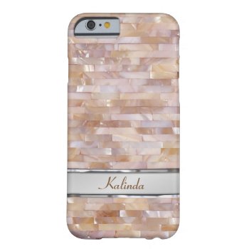 Mother Of Pearl Print Pink Tiled Metal Name Plate Barely There Iphone 6 Case by CustomizedCreationz at Zazzle