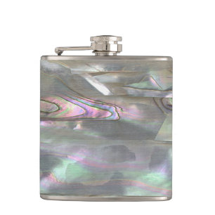 MOTHER OF PEARL Red Abalone Printed Hip Flask