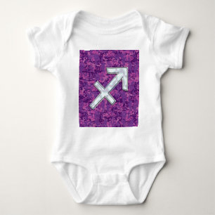 Mother of Pearl Sagittarius Symbol Fuchsia Camo Baby Bodysuit
