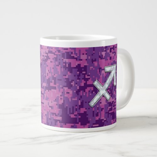 Mother of Pearl Sagittarius Symbol Fuchsia Camo Giant Coffee Mug