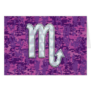 Mother of Pearl Scorpio Zodiac Pink Digital Camo Cards