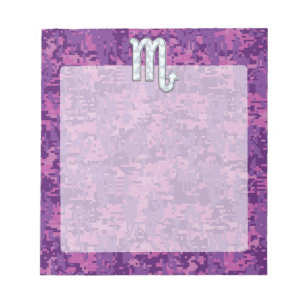 Mother of Pearl Scorpio Zodiac Pink Digital Camo Notepad