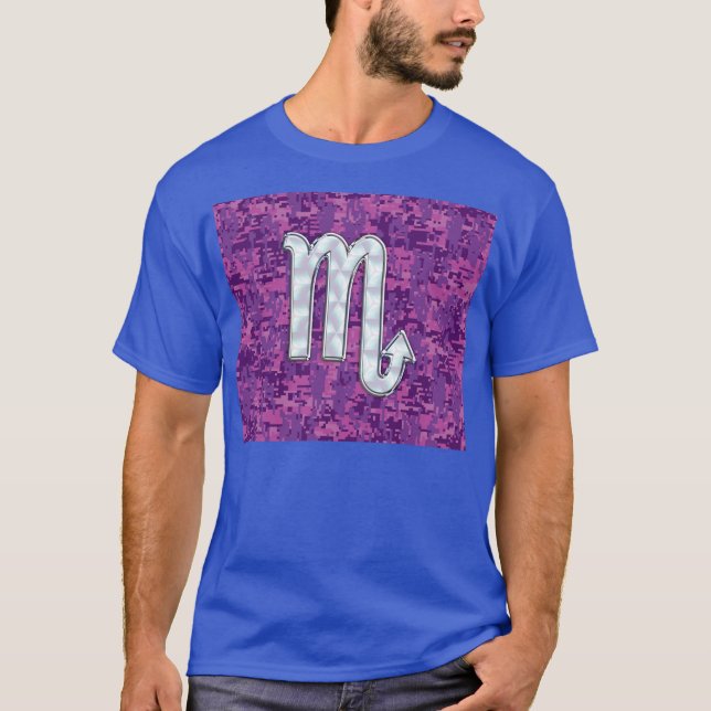 Mother of Pearl Scorpio Zodiac Pink Digital Camo T-Shirt (Front)
