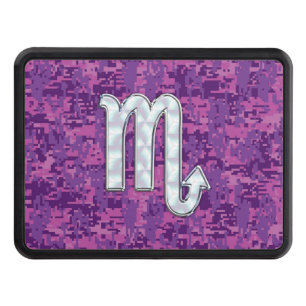 Mother of Pearl Scorpio Zodiac Pink Digital Camo Tow Hitch Cover