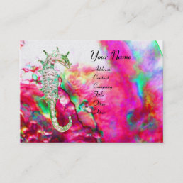 MOTHER OF PEARL &amp; SEAHORSES MONOGRAM pink fuchsia Business Card
