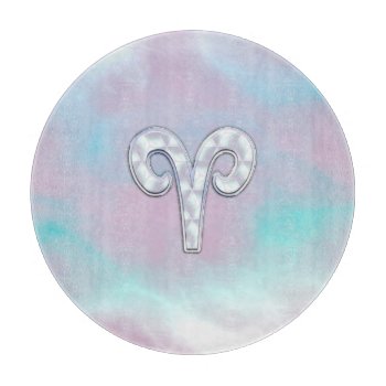 Mother Of Pearl Style Aries Symbol Cutting Board by MustacheShoppe at Zazzle