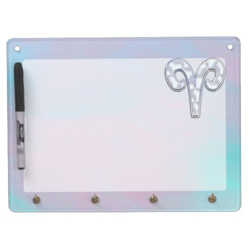 Mother of Pearl Style Aries Symbol Dry Erase Board With Keychain Holder
