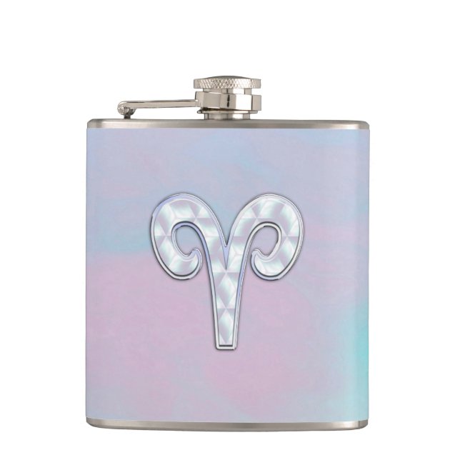 Mother of Pearl Style Aries Symbol Flask (Front)