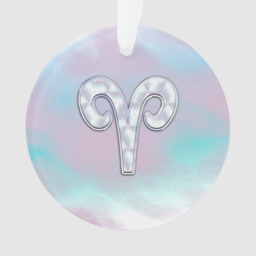 Mother of Pearl Style Aries Symbol Ornament