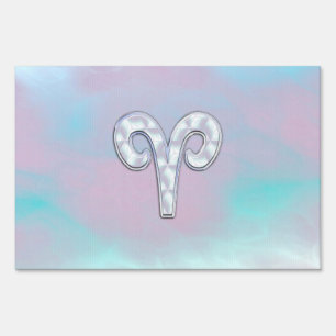 Mother of Pearl Style Aries Symbol Sign