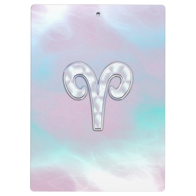 Mother of Pearl Style Aries Zodiac Sign Clipboard (Back)
