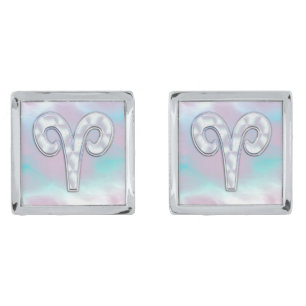Mother of Pearl Style Aries Zodiac Sign Cufflinks