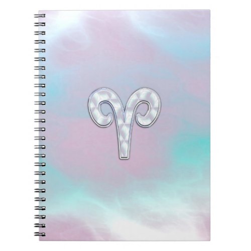 Mother of Pearl Style Aries Zodiac Sign Notebook