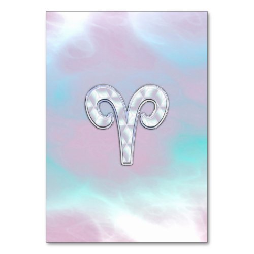 Mother of Pearl Style Aries Zodiac Sign Table Number