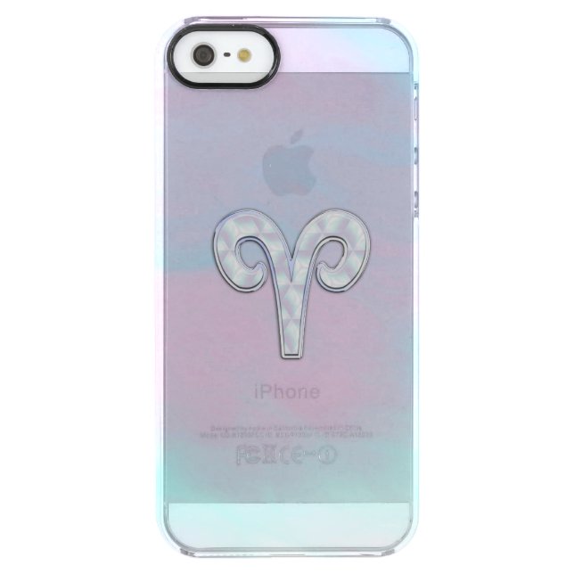 Mother of Pearl Style Aries Zodiac Sign Uncommon iPhone Case (Back)