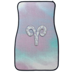 Mother of Pearl Style Aries Zodiac Symbol Car Mat
