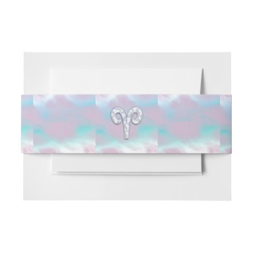Mother of Pearl Style Aries Zodiac Symbol Invitation Belly Band