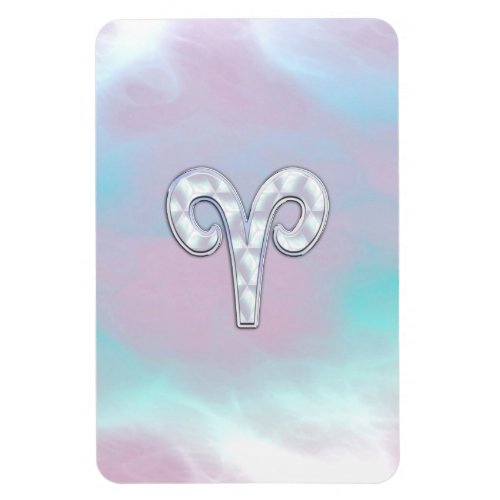 Mother of Pearl Style Aries Zodiac Symbol Magnet