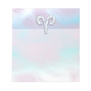 Mother of Pearl Style Aries Zodiac Symbol Notepad