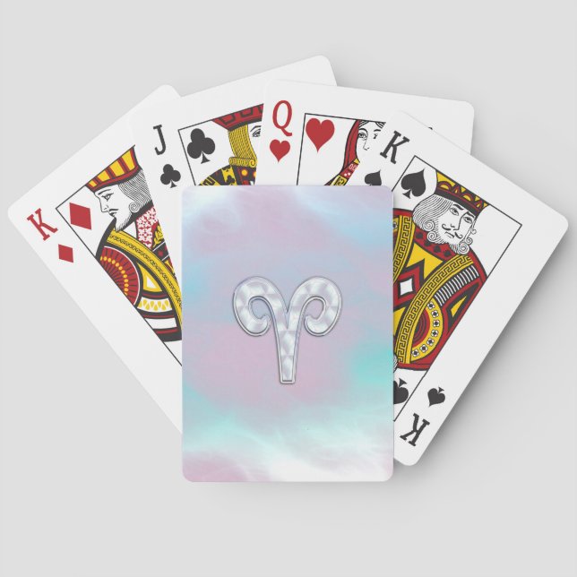 Mother of Pearl Style Aries Zodiac Symbol Poker Cards (Back)
