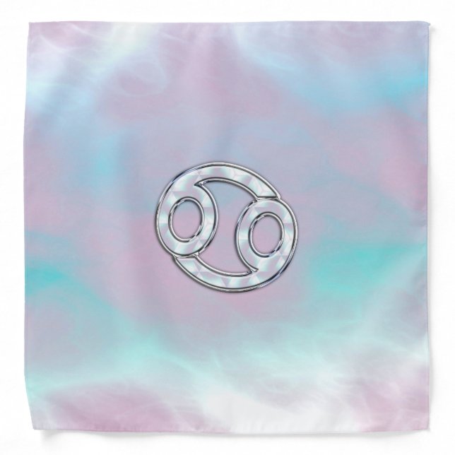 Mother of Pearl Style Cancer Symbol Astrology Bandana (Front)