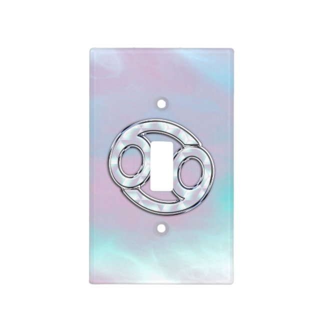 Mother of Pearl Style Cancer Symbol Astrology Light Switch Cover (Front)