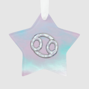 Mother of Pearl Style Cancer Symbol Astrology Ornament
