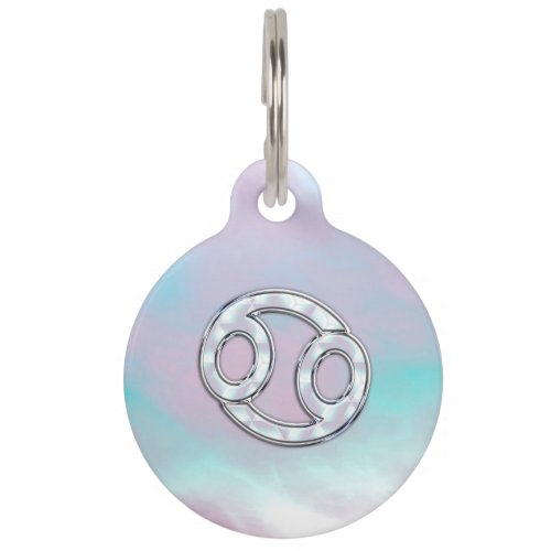 Mother of Pearl Style Cancer Symbol Astrology Pet Name Tag