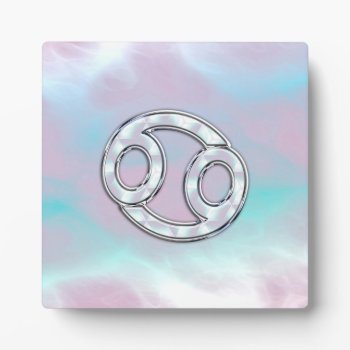 Mother Of Pearl Style Cancer Symbol Astrology Plaque by MustacheShoppe at Zazzle
