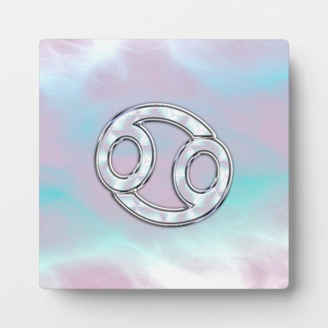 Mother of Pearl Style Cancer Symbol Astrology Plaque (Front)