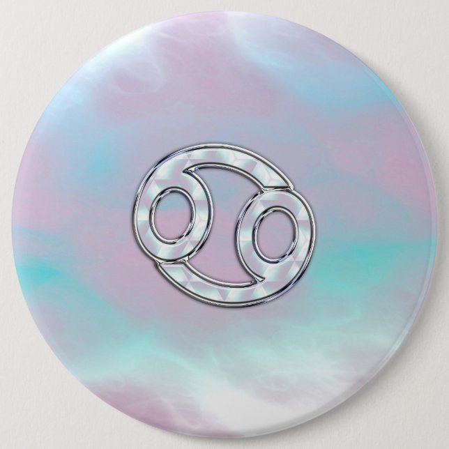 Mother of Pearl Style Cancer Zodiac Pinback Button (Front)