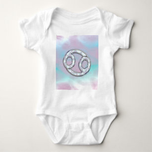 Mother of Pearl Style Cancer Zodiac Sign Decor Baby Bodysuit