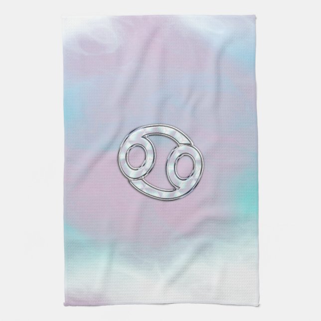Mother of Pearl Style Cancer Zodiac Sign Decor Towel (Vertical)