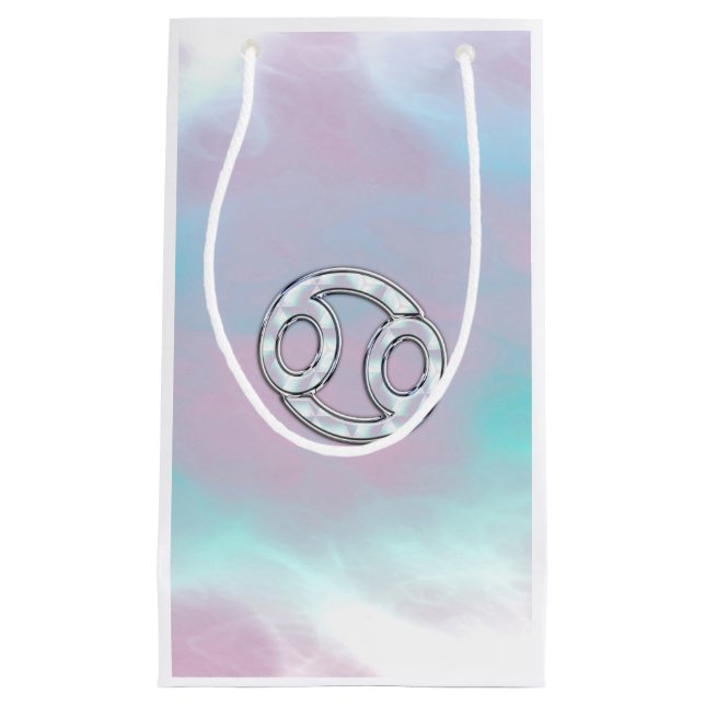 Mother of Pearl Style Cancer  Zodiac Sign Small Gift Bag (Front)