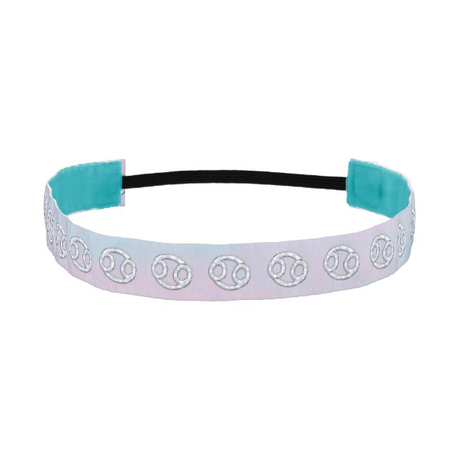 Mother of Pearl Style Cancer Zodiac Symbol Athletic Headband (Front)