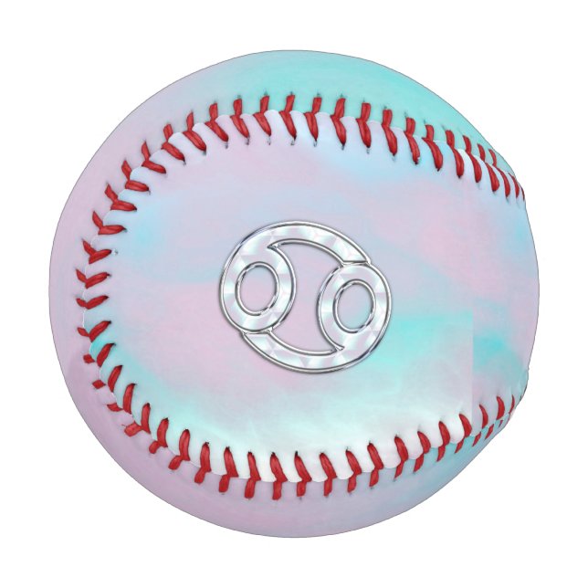 Mother of Pearl Style Cancer Zodiac Symbol Baseball (Front Left)