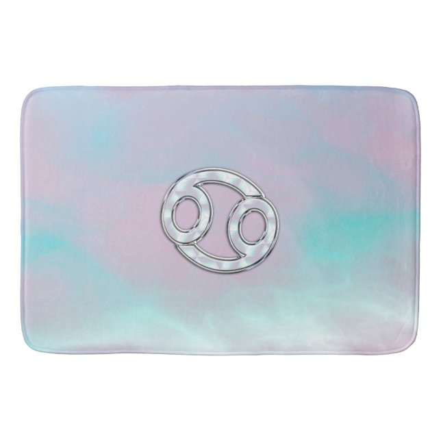 Mother of Pearl Style Cancer Zodiac Symbol Bathroom Mat (Front)