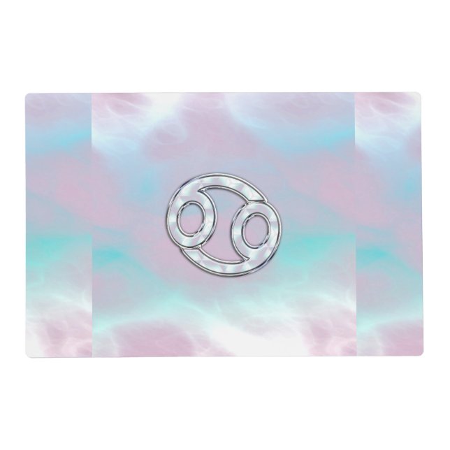 Mother of Pearl Style Cancer Zodiac Symbol Placemat (Front)