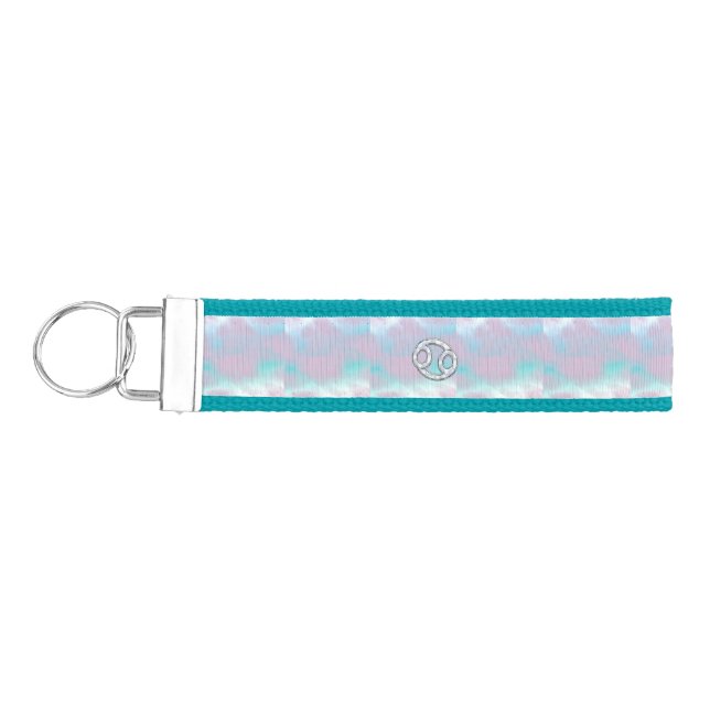 Mother of Pearl Style Cancer Zodiac Symbol Wrist Keychain (Keys on Left)