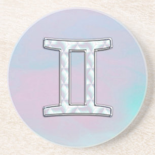 Mother of Pearl Style Gemini Sign Drink Coaster