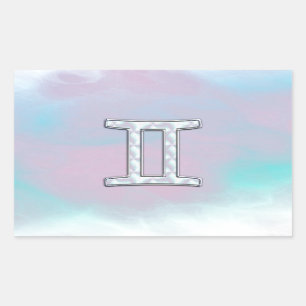 Mother of Pearl Style Gemini Sign Rectangular Sticker