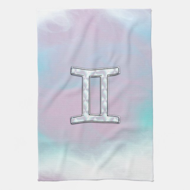 Mother of Pearl Style Gemini Sign Towel (Vertical)